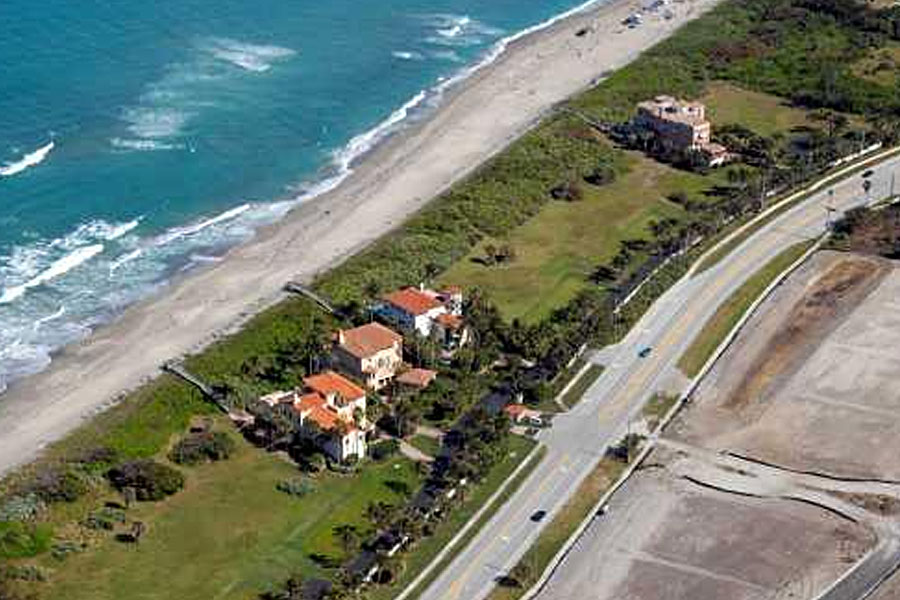 Arial view of the homes on the beach at Galleon Bay